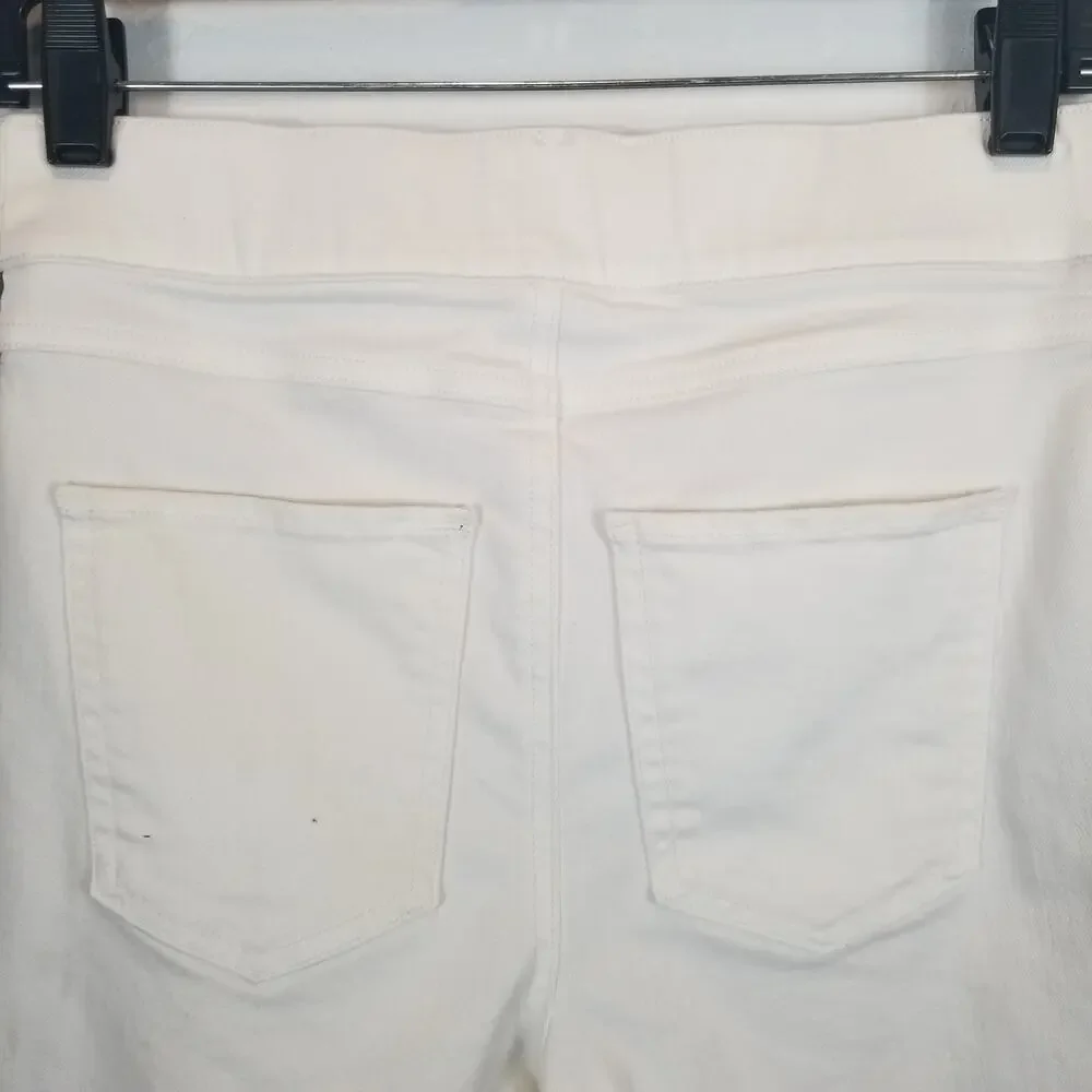 SPANX Jean-ish Ankle Skinny Pants White Charcoal Side Stripe Size Small